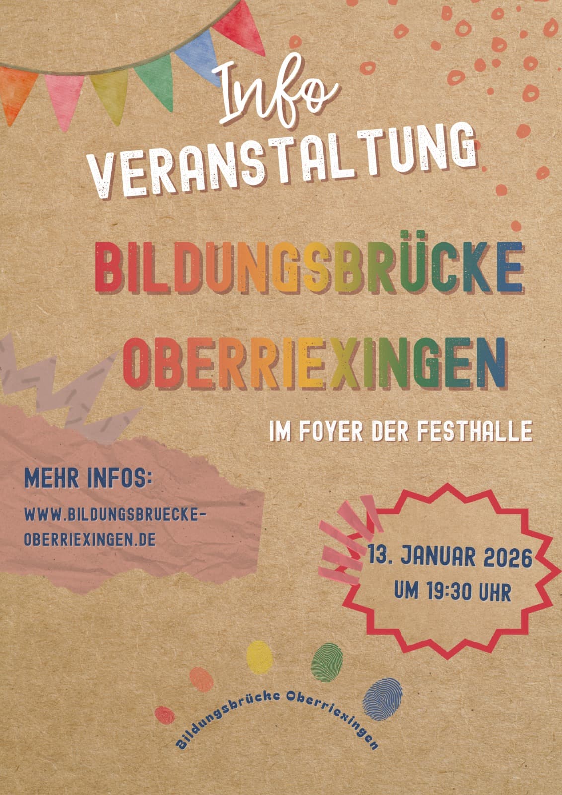 Flyer Vorderseite, Infoveranstaltung Bildungsbrücke Oberriexingen